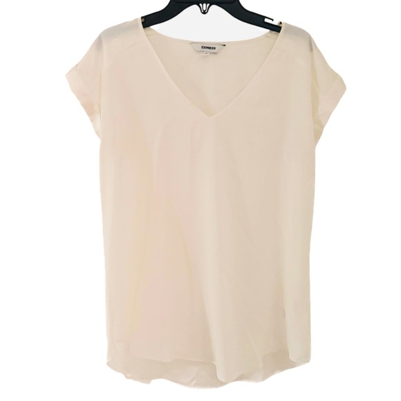 Express Cream V-Neck Blouse - Picture 1 of 5